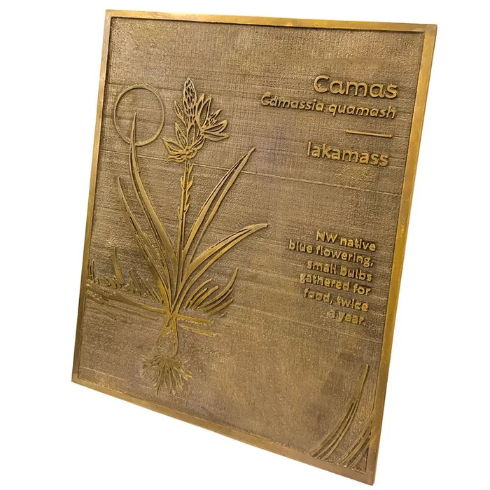 Antique brass plaque with decorative design