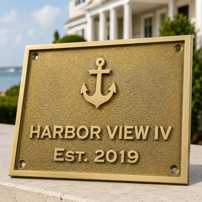 Personalized engraved brass plaque for home, office, or business