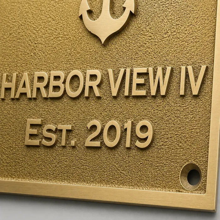 Premium custom brass plaque with precision engraved lettering