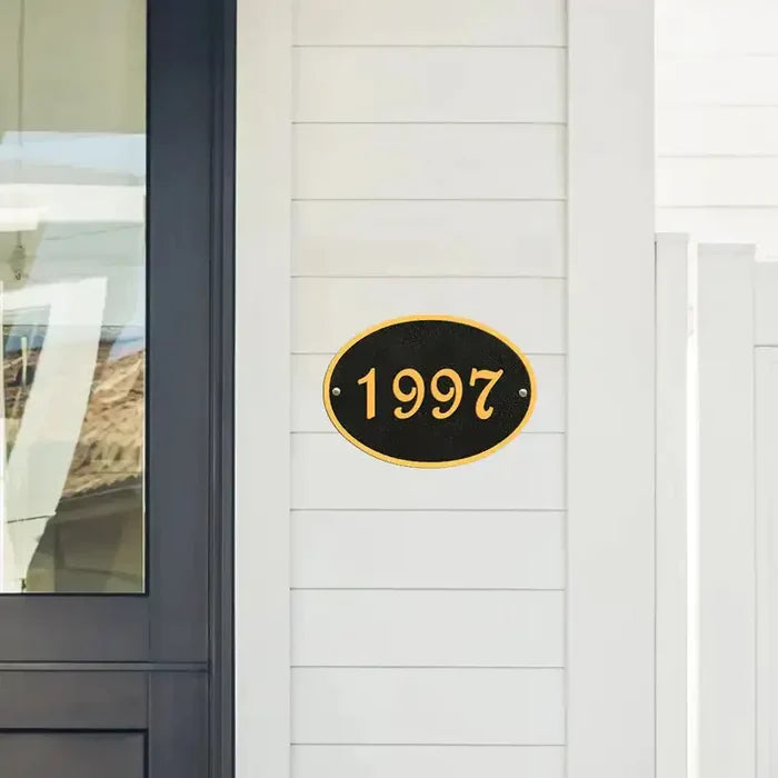 Elegant Oval Brass House Number Marker