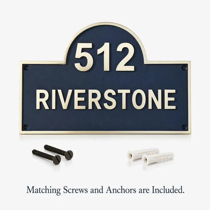 Custom House Number Signs alongside included mounting hardware for secure wall installation.