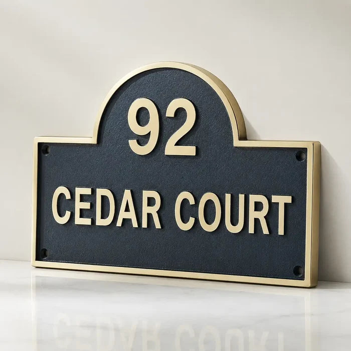 Engraved custom house number signs for modern home exteriors
