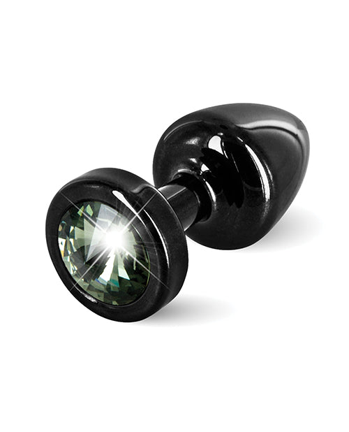 Black anal plug with a sparkling back on a white background
