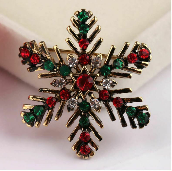 Elegant Vintage Look Gold Plated Christmas Snow Flake Brooch Cake Pin B48R