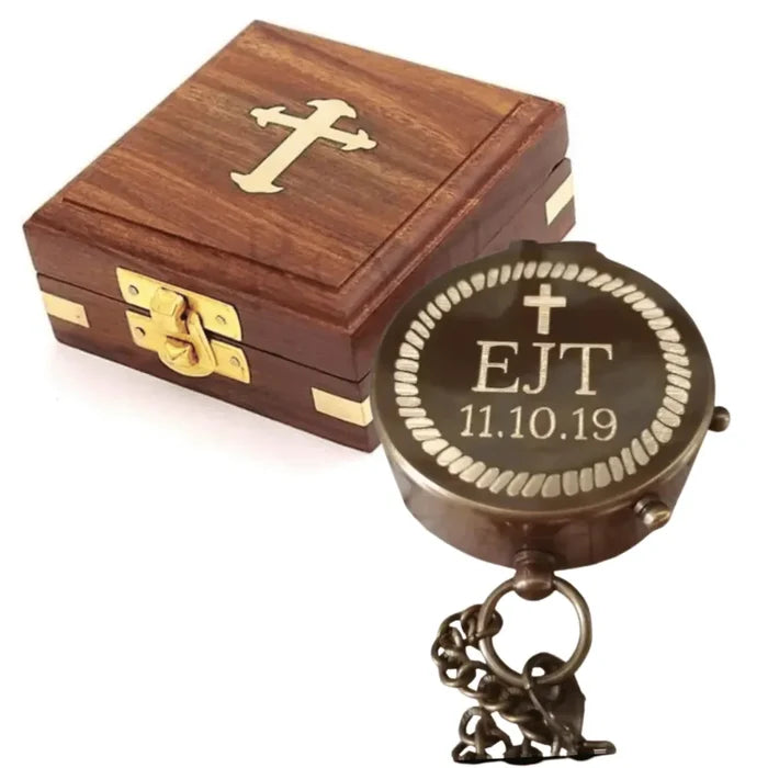 Wooden Box with Engraving / Antique / Front