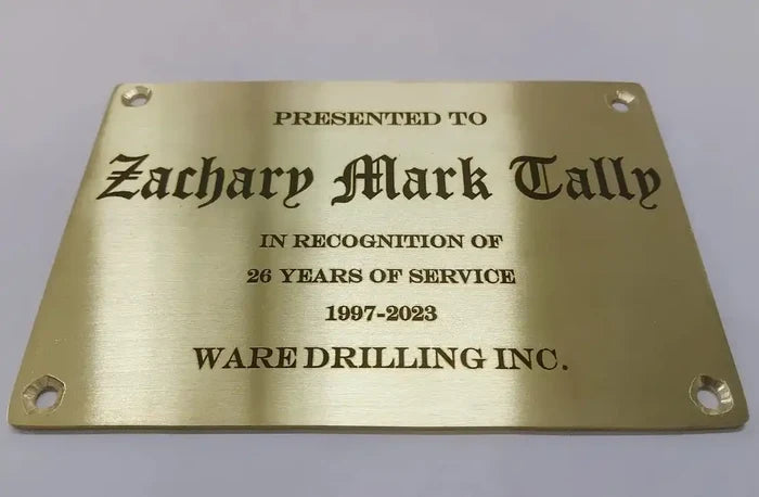 Engraved Brass plaque