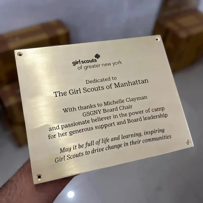 Brass dedication plaques