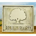 Engraved brass address plaque with tree