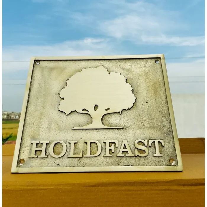 Outdoor brass tree sign