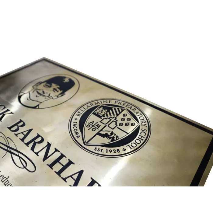 Brass Plaque with Etched Text and Artwork