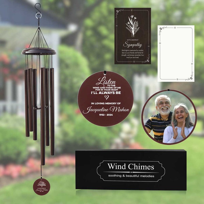 Bronze Family Picture Wind Chime with Custom Quote