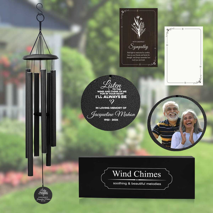 Black Family Picture Wind Chime with Custom Quote