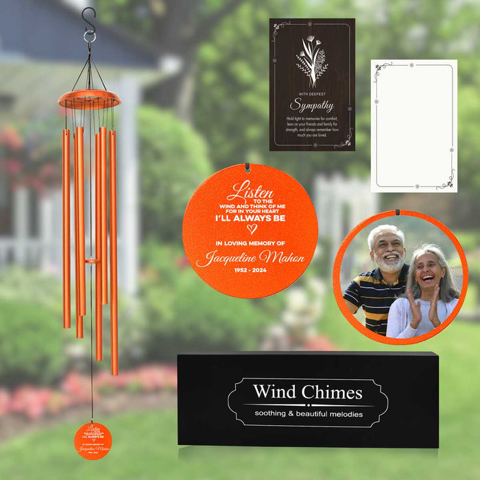 Copper Family Picture Wind Chime with Custom Quote