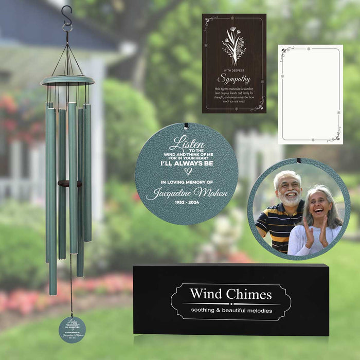 Turkish Green Family Picture Wind Chime with Custom Quote