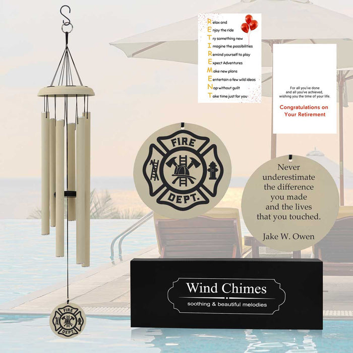 Fire Department Off-White Retirement Wind Chime Personalized with the department logo and Name and with gift card