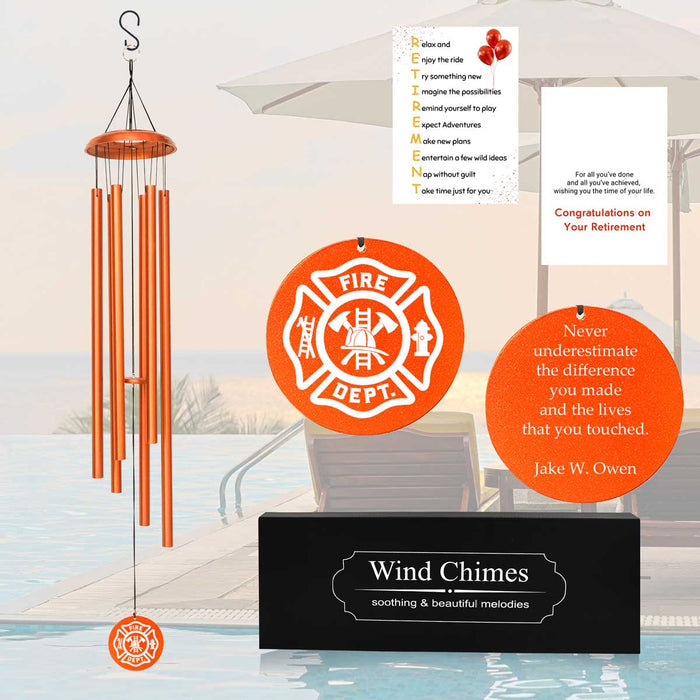Fire Department Copper Retirement Wind Chime Personalized with the department logo and Name and with gift card