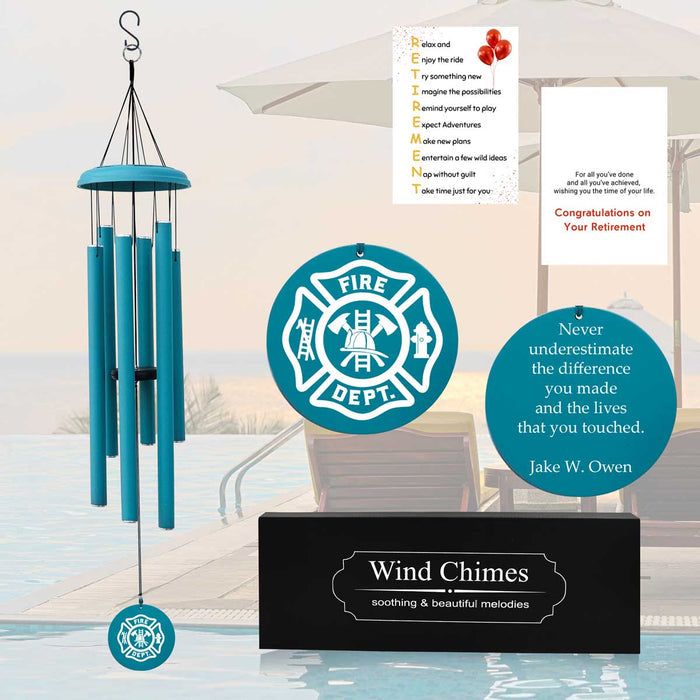 Fire Department Light Blue Retirement Wind Chime Personalized with the department logo and Name and with gift card