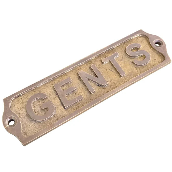 Gents Brass Door plates | Toilet sign 22x5 cm antique finish