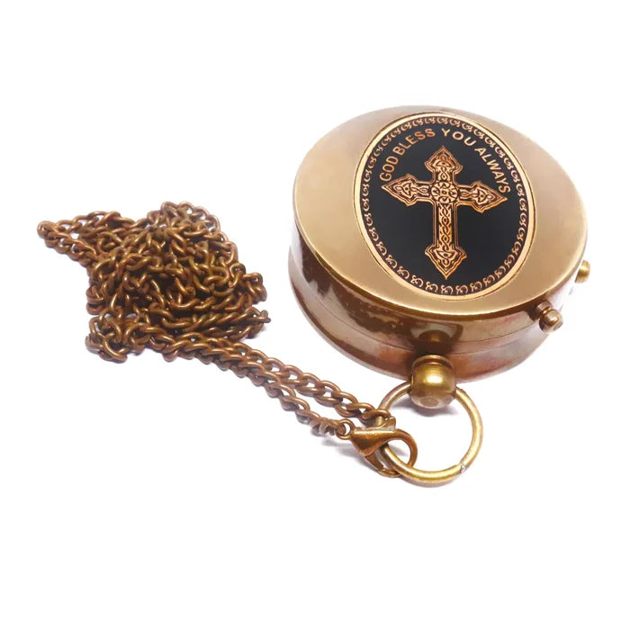 God Bless You Religious Brass Compass GC115