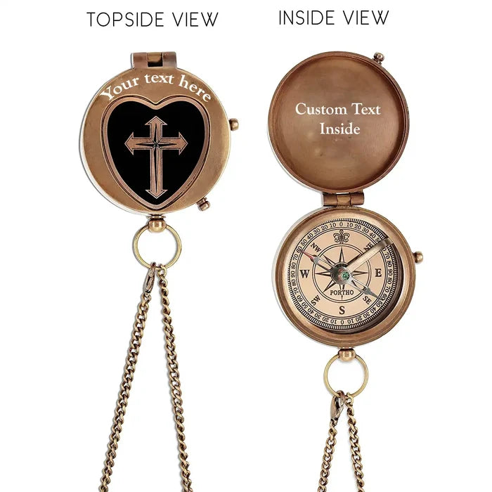 Engraved Compass with Leather Case, Religious Compass, God Compass, the Religious Gifts Compass Engraved Graduation Gift, Inspirational Gifts for for Loved one