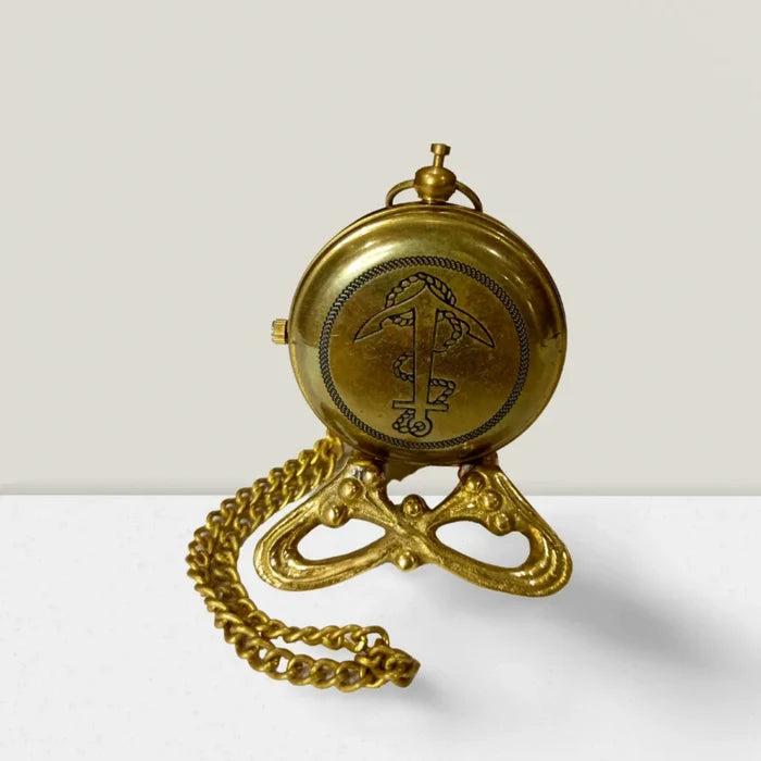 Vintage gold pocket watch with chain – engraved gift