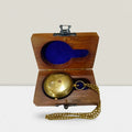 Elegant gold pocket watch for men with wooden box