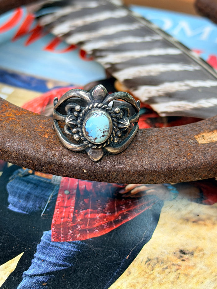 Golden Hills Turquoise Sun Ring by Raymond Coriz Size 12