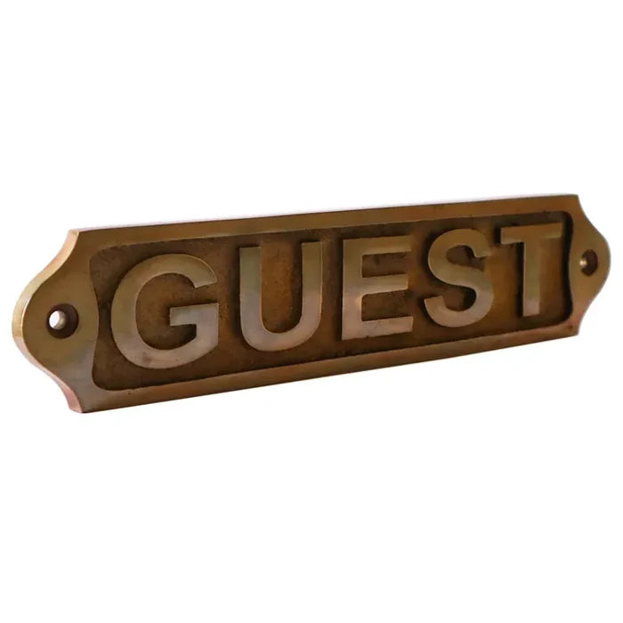 Engraved Brass Plaque Guest Sign with Antique Look