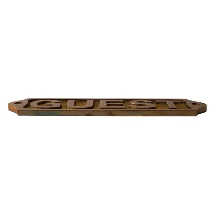 Engraved Brass Plaque Guest Sign with Antique Look