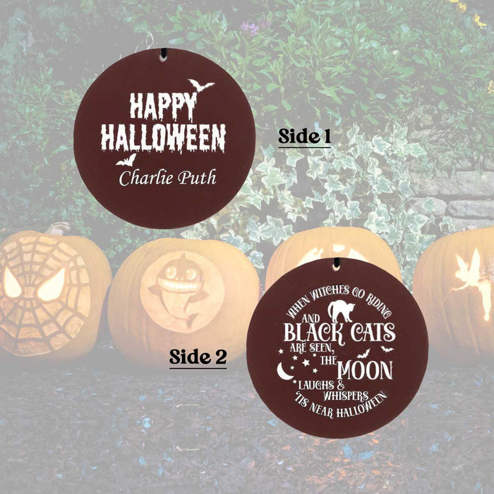 Custom Halloween wind chime with witch silhouette charm