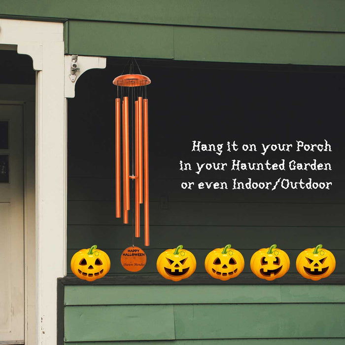 Wind chimes personalized for Halloween porch décor