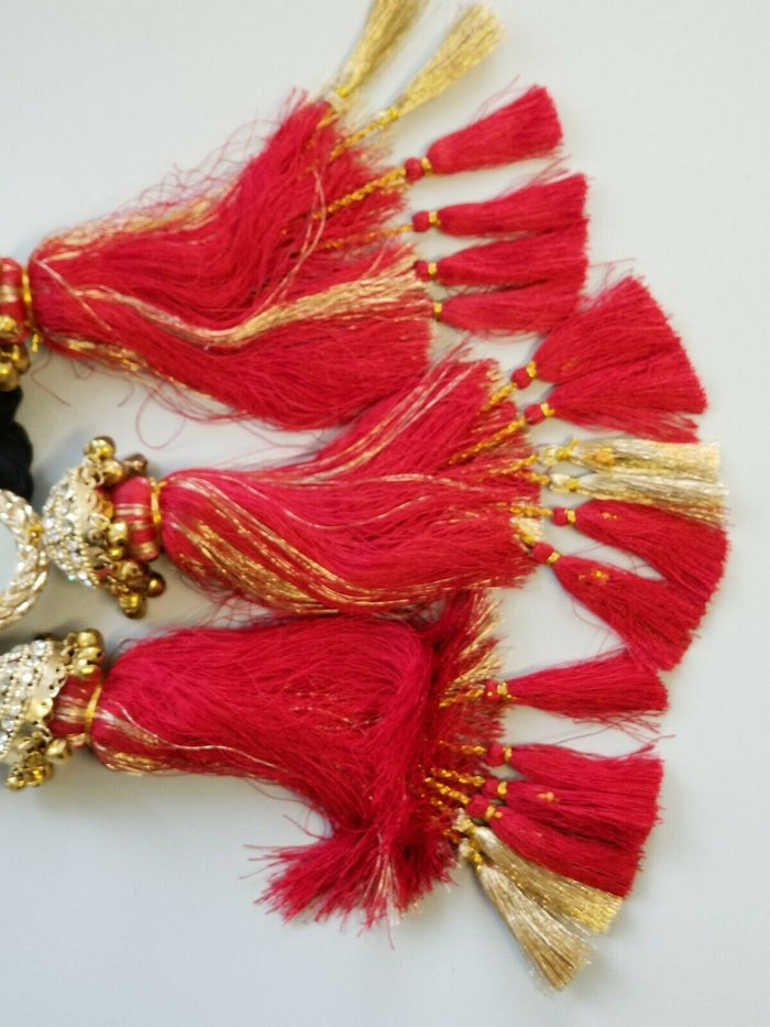 Indian punjabi pranda mehndi jagoo mirror bridal patiala paranda hair braid a35