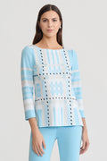 Interwoven Soft Knit Tunic, Serene/Limestone/White/Black | Ming Wang