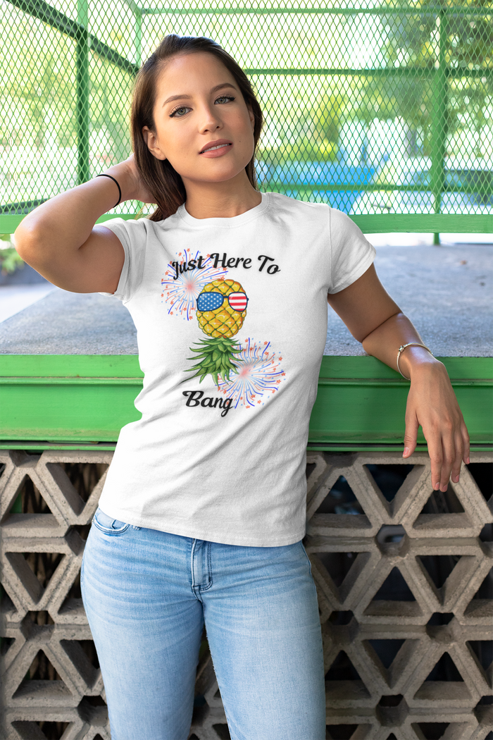 Just Here To Bang Pineapple Tee - Unisex Heavy Cotton T-Shirt for Summer Celebrations