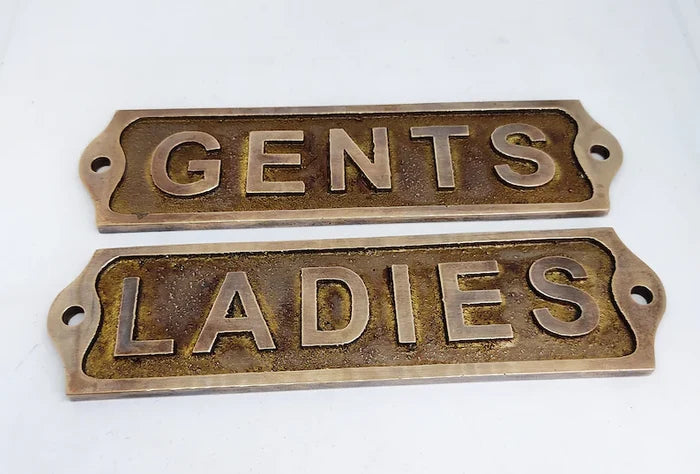 Engraved brass toilet signs