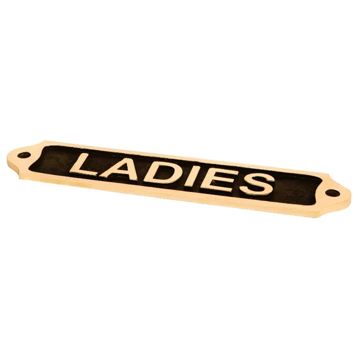 Stylish Black Ladies' Brass Door Sign - 22x5cm Size