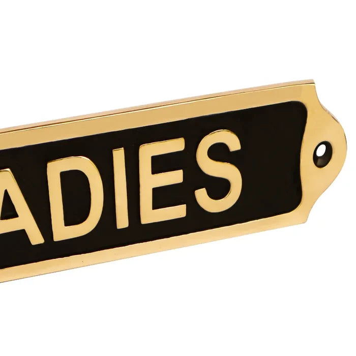 Durable stylish brass door sign for ladies room or office with pre drilled hole