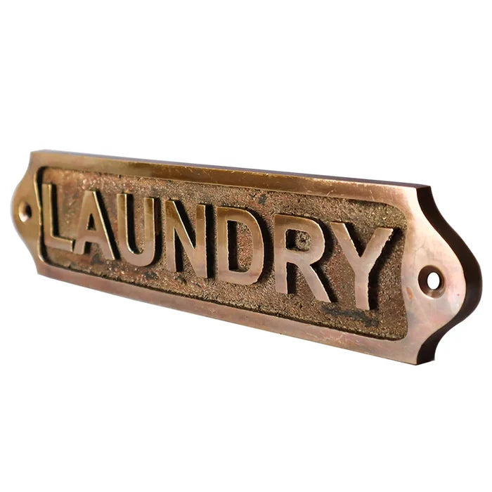 Antique Finished Solid Brass Laundry Door Sign