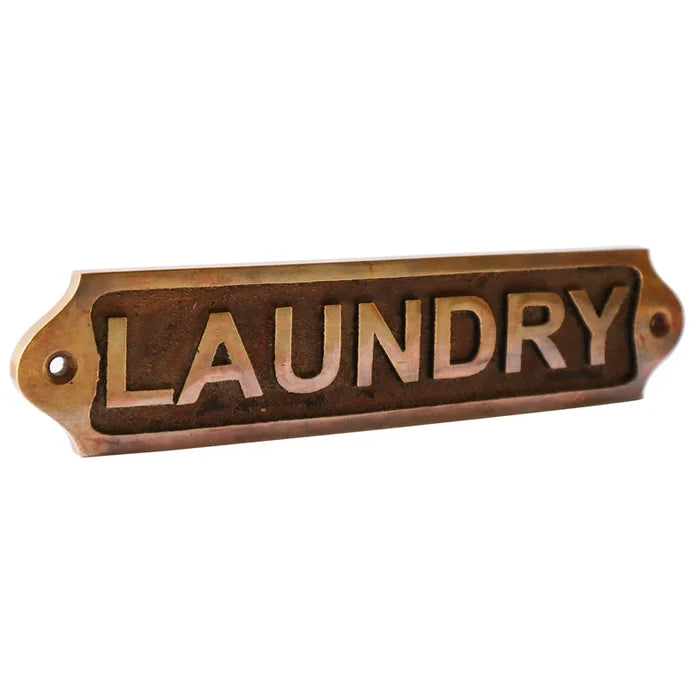 Antique Finished Solid Brass Laundry Door Sign