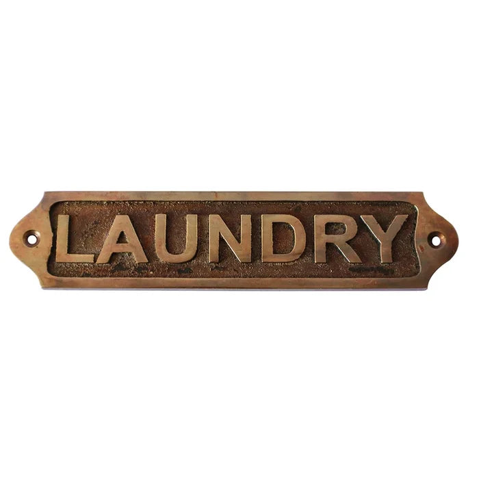 Antique Finished Solid Brass Laundry Door Sign