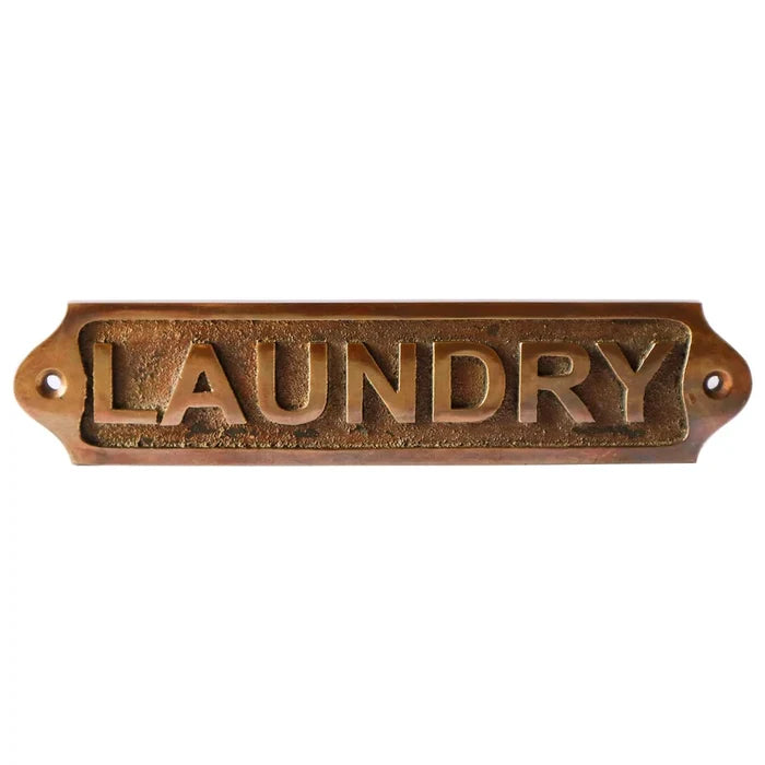 Antique Finished Solid Brass Laundry Door Sign