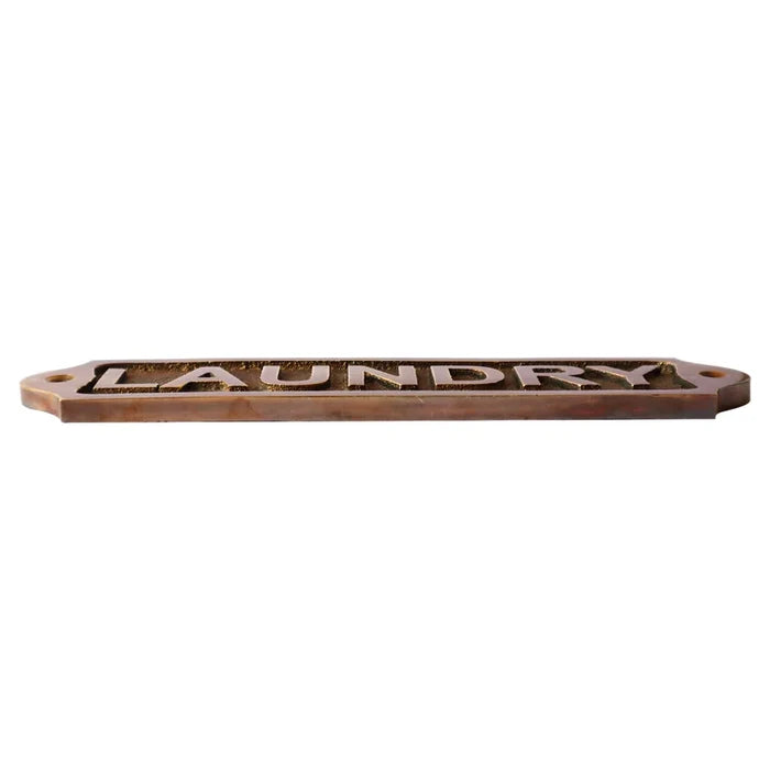 Antique Finished Solid Brass Laundry Door Sign