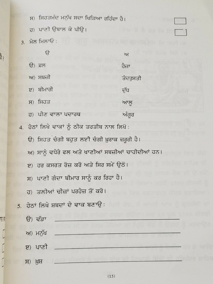 Let's Learn Gurmukhi Writing Punjabi Textbook Sentence Making 4th Book H13 Kaida