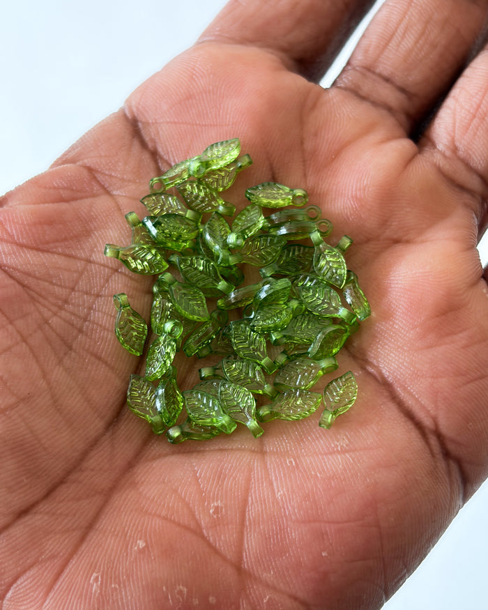 Light green leaf beads - 25 grams