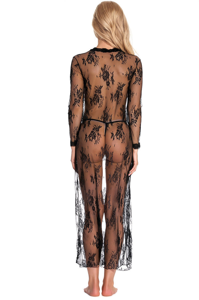 Long Floral Lace Robe