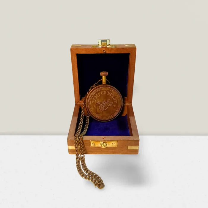 vintage brass pocket watch with personalized engraving