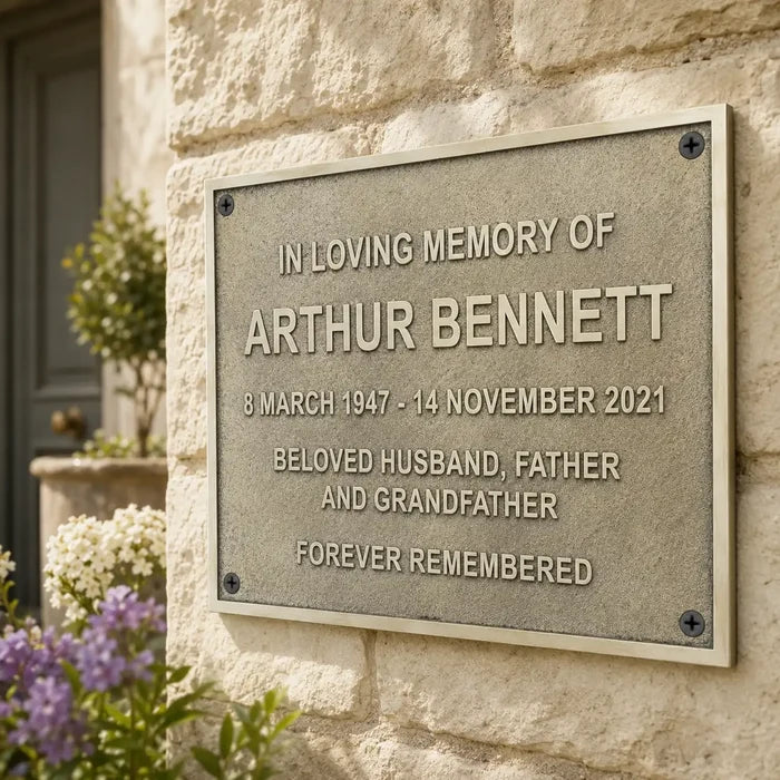 Custom tribute plaque with engraved text for memorial and dedication purposes