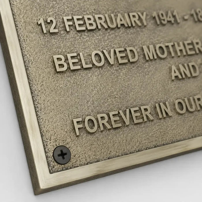 Brass memorial plaque with personalized inscription for lasting tribute