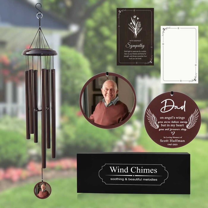 Brown Photo Memorial Wind Chime For Loss of Father