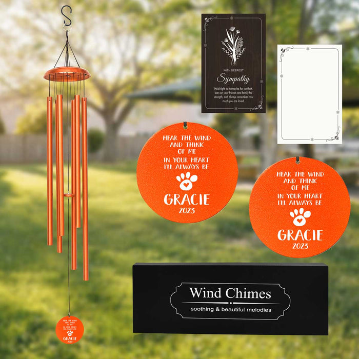 Copper Memorial Wind Chime for Pet with Personalized Engraving and Sympathy Card